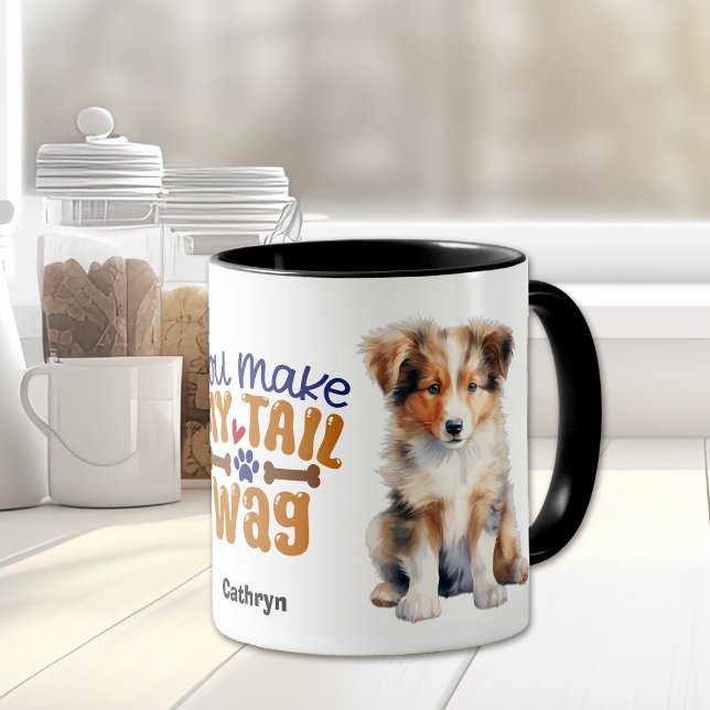 Rough Collie Puppy Dog You Make My Tail Wag Mug (Creator Uploaded)