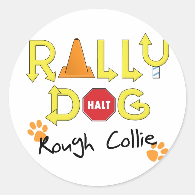Rough Collie Rally Dog Classic Round Sticker (Front)