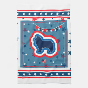 Rough Collie Red White And Blue 4th Of July Kitchen Towel