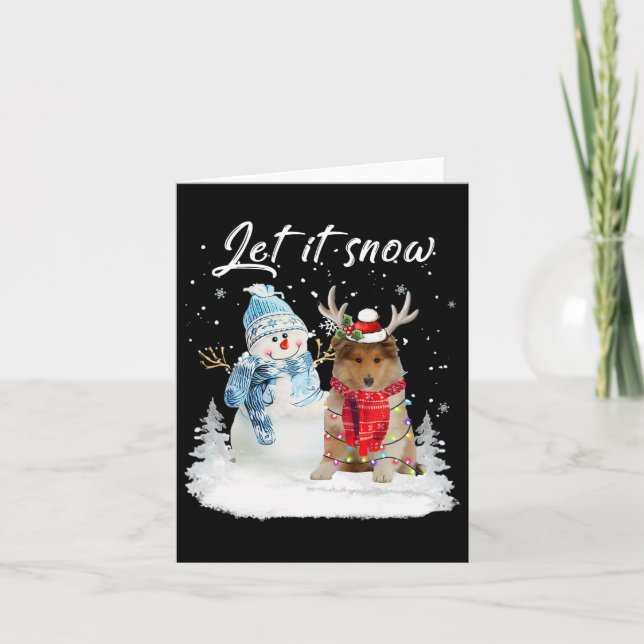 Rough Collie Santa Dog Christmas Snowman Xmas Paja Card (Front)