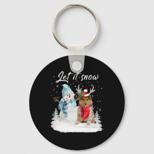 Rough Collie Santa Dog Christmas Snowman Xmas Paja Keychain