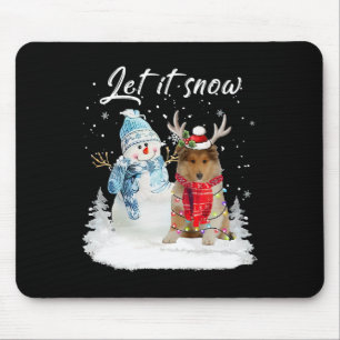 Rough Collie Santa Dog Christmas Snowman Xmas Paja Mouse Pad