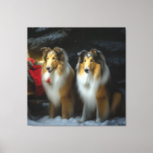 Rough Collie Snowy Sleigh Christmas Decor