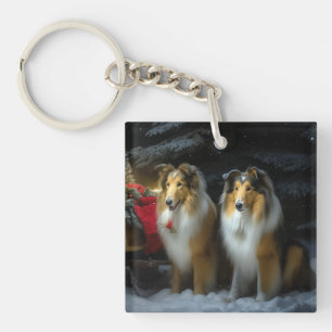 Rough Collie Snowy Sleigh Décor de Noël