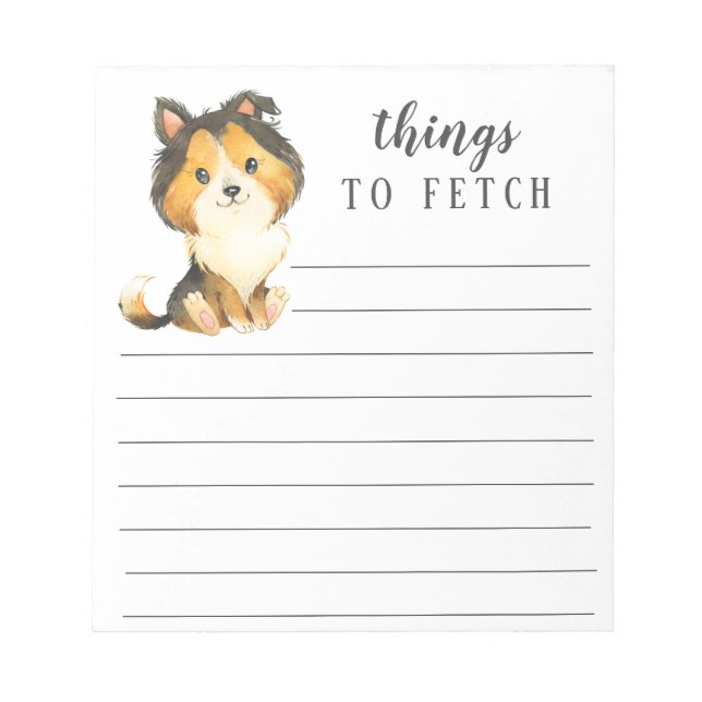 Rough Collie Things to Fetch Notepad (Front)