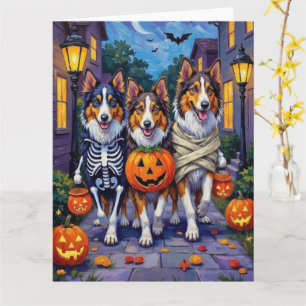 Rough Collie Trick-or-Treating Halloween Costumes Card