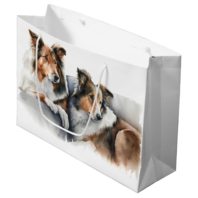  Rough Collies Large Gift Bag (Front Angled)