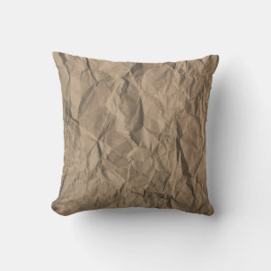 Rough crumpled paper: recycled texture throw pillow