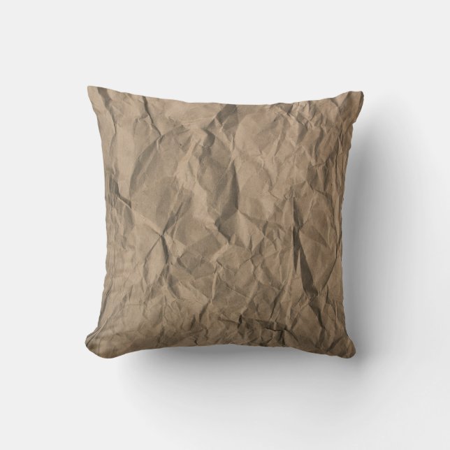 Rough crumpled paper: recycled texture throw pillow (Front)