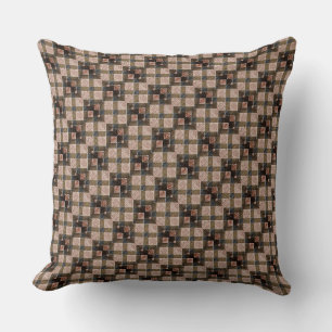 Rough dark brown chess parts forming new squares throw pillow