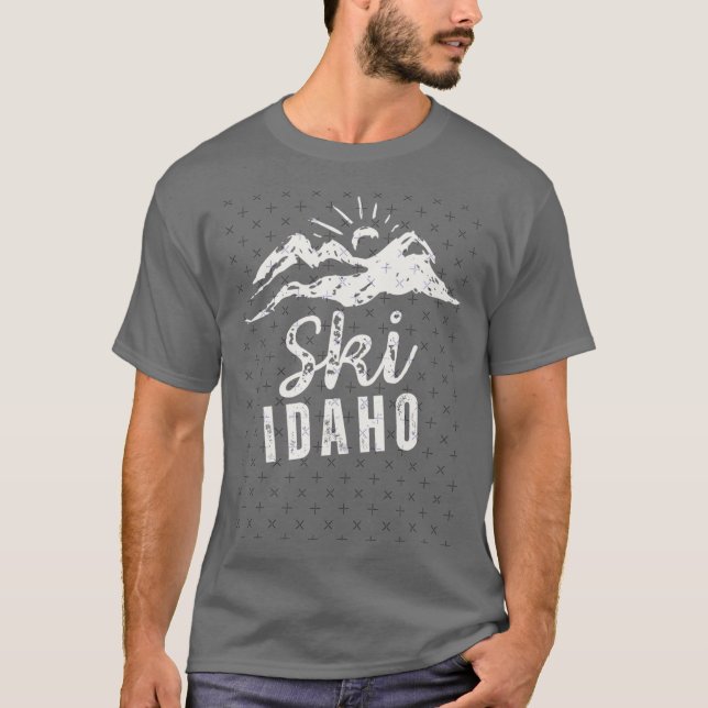 Rough Distressed Ski Idaho T-Shirt (Front)