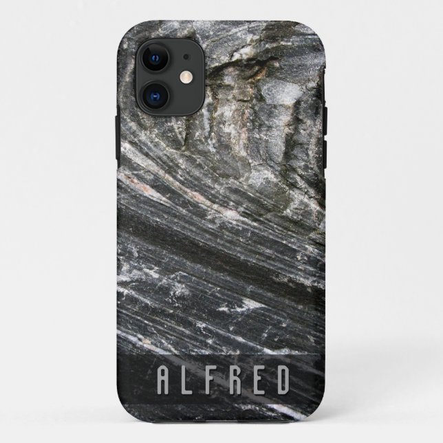 Rough Geology Rock Texture Custom Name iPhone Case (Back)