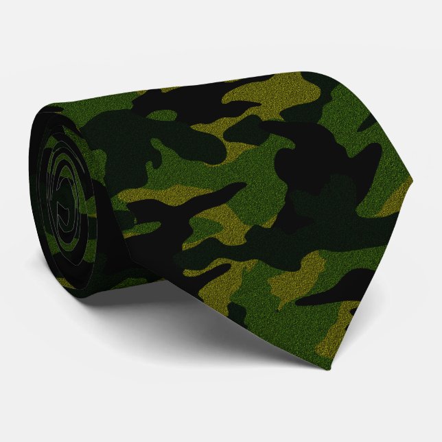 Rough Green Camo Military Camouflage Mens Neck Tie (Rolled)