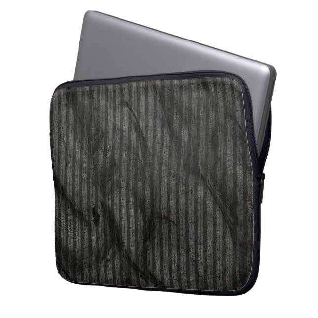 Rough grey stripes over stained abstract drawing t laptop sleeve (Front Left)