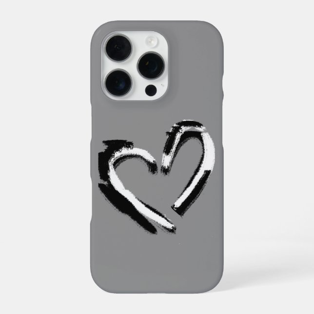 Rough Heart Black and White Design in dark grey iPhone Case (Back)