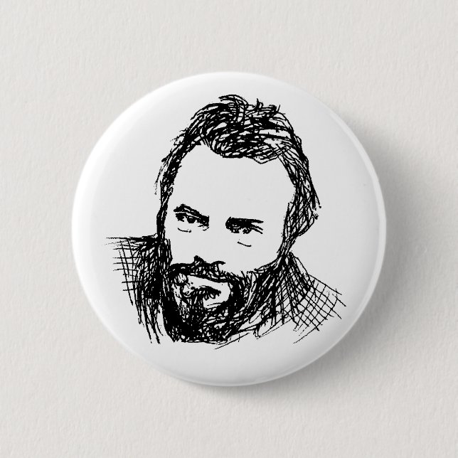 Rough Ink Sketch of Hitch 2 Inch Round Button (Front)