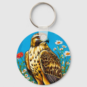 Rough legged hawk bird keychain