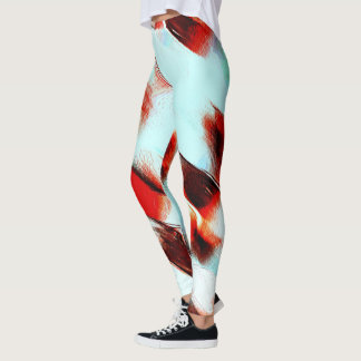 Rough light cyan and strong red leggings
