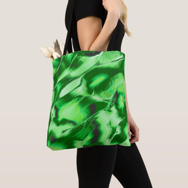 Rough metallic green dunes drawing tote bag (Close Up)
