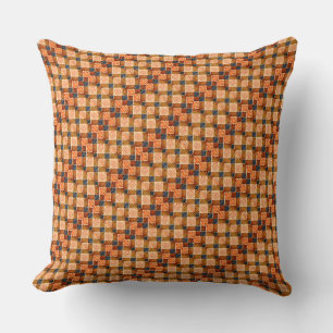 Rough orange chess parts forming new square shapes throw pillow