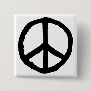 Rough Peace Symbol 2 Inch Square Button