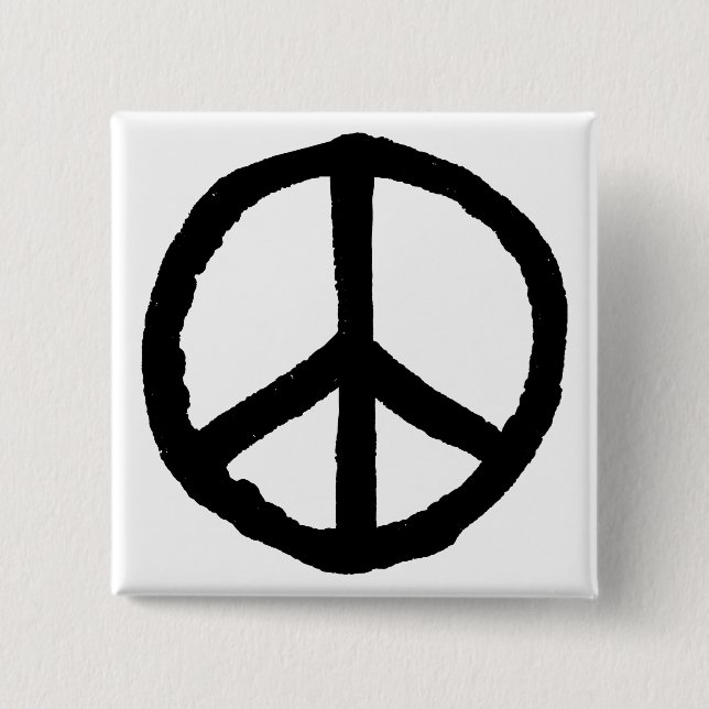 Rough Peace Symbol 2 Inch Square Button (Front)