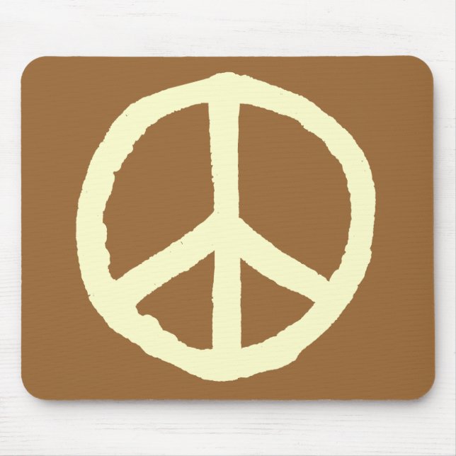 Rough Peace Symbol - Cream on Brown Mouse Pad (Front)