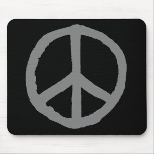 Rough Peace Symbol - Grey on Black Mouse Pad
