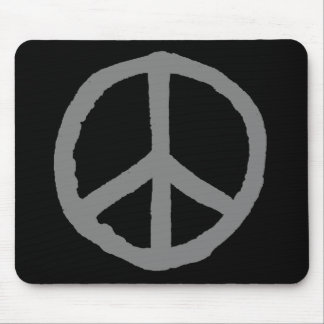 Rough Peace Symbol - Grey on Black Mouse Pad