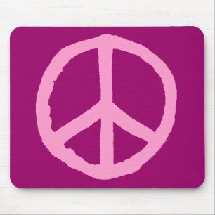 Rough Peace Symbol - Pink on Dark Pink Mouse Pad