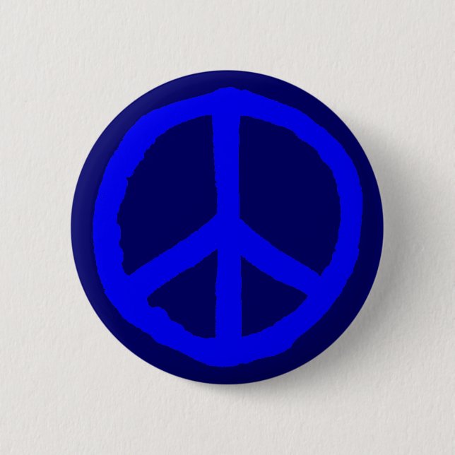 Rough Peace Symbol - Shades of Blue 2 Inch Round Button (Front)