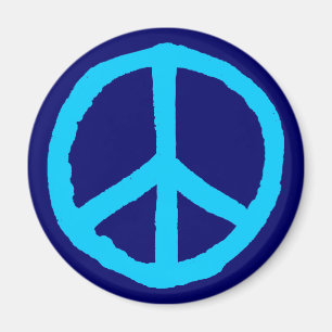 Rough Peace Symbol - Shades of Blue Magnet