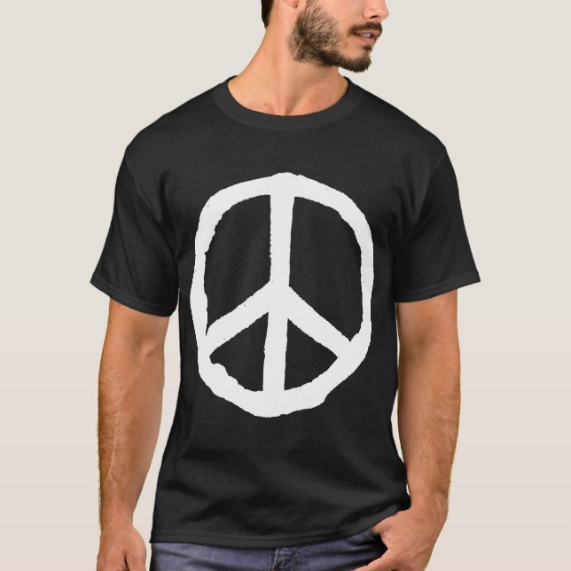 Rough Peace Symbol - White on Dark T-Shirt (Front)