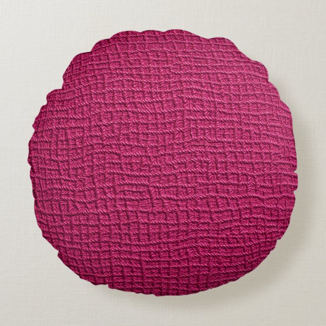 Rough pink leather round pillow (Front)