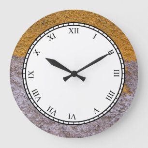 Rough Raw Beton Grey Yellow Construction Wall Large Clock