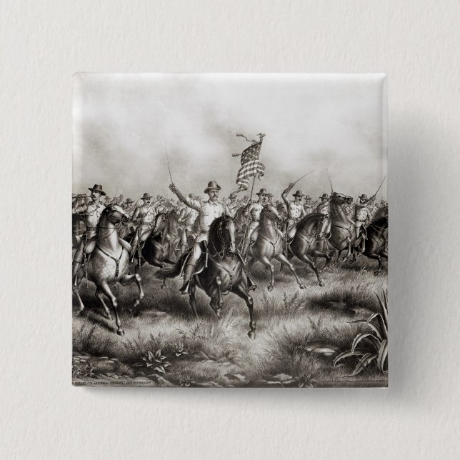 Rough Riders: Colonel Theodore Roosevelt 2 Inch Square Button (Front)