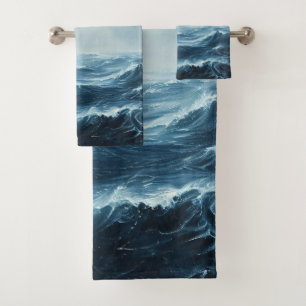 Rough Seas Ocean Waves Bath Towel Set