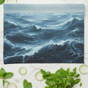 Rough Seas Ocean Waves Kitchen Towel