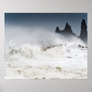 Rough Seas, Vik i Myrdal, Iceland Poster