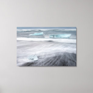 Rough Seascape with ice, iceland Canvas Print