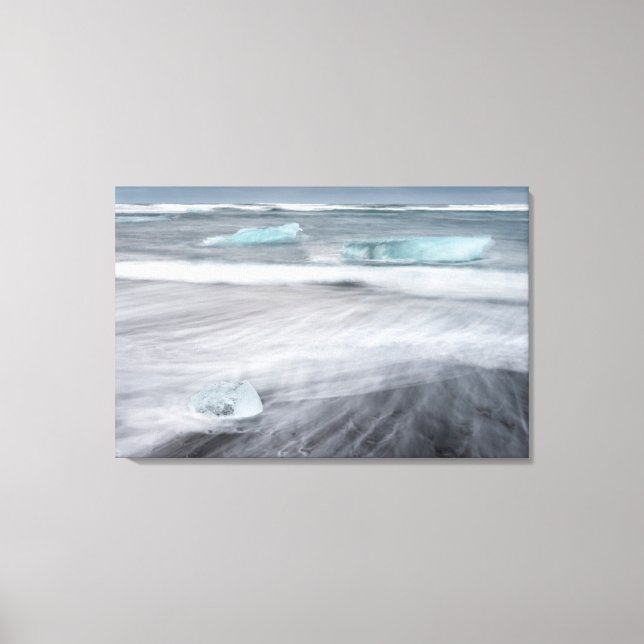 Rough Seascape with ice, iceland Canvas Print (Front)
