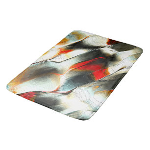 Rough silvery rock over burning ember, intensity bath mat