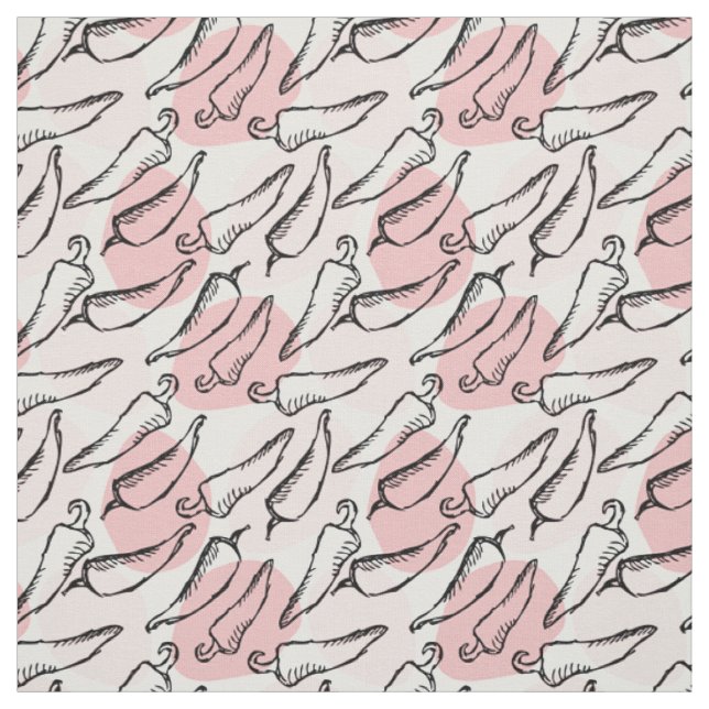Rough Sketch Chile Peppers on Pink Fabric (Swatch)