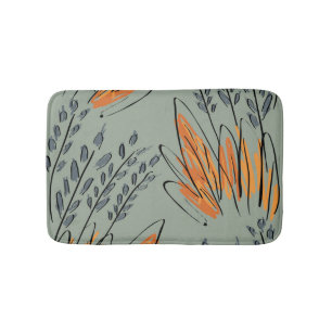 Rough Sketched Grass Ethnic Design Bath Mat