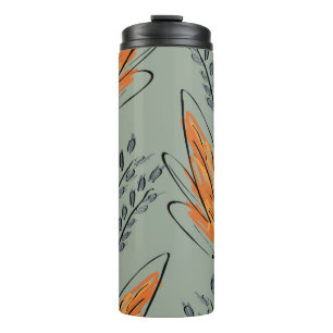 Rough Sketched Grass Ethnic Design Thermal Tumbler