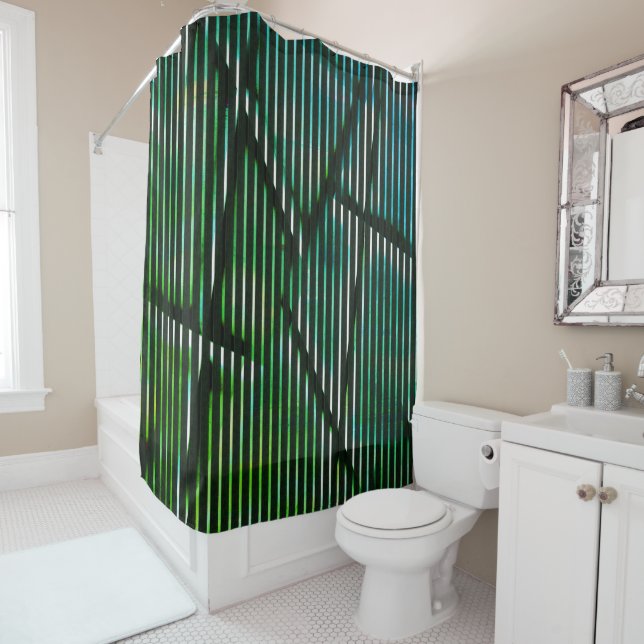 Rough stripes over green stained  abstract design  (In Situ)