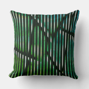 Rough stripes over green stained  abstract design throw pillow
