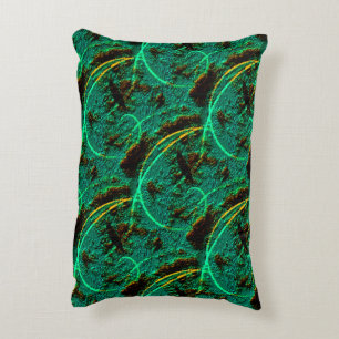 Rough texture dark green cyan with brown craters accent pillow