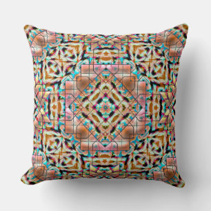 Rough texture mix with salmon plates, kaleidoscope throw pillow