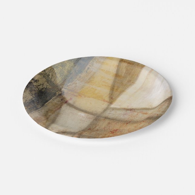 Rough Textured Earth Tone Painting Paper Plate (Angled)
